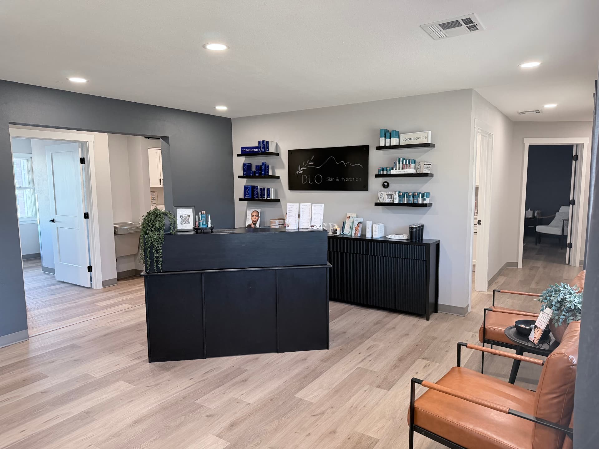 Reception and waiting area at Duo Skin and Hydration